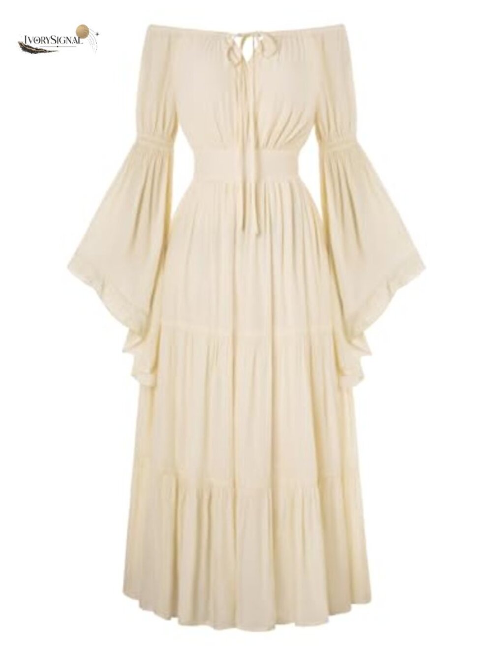 Renaissance Dress Off Shoulder Bell Sleeve High Waist A-Line Maxi